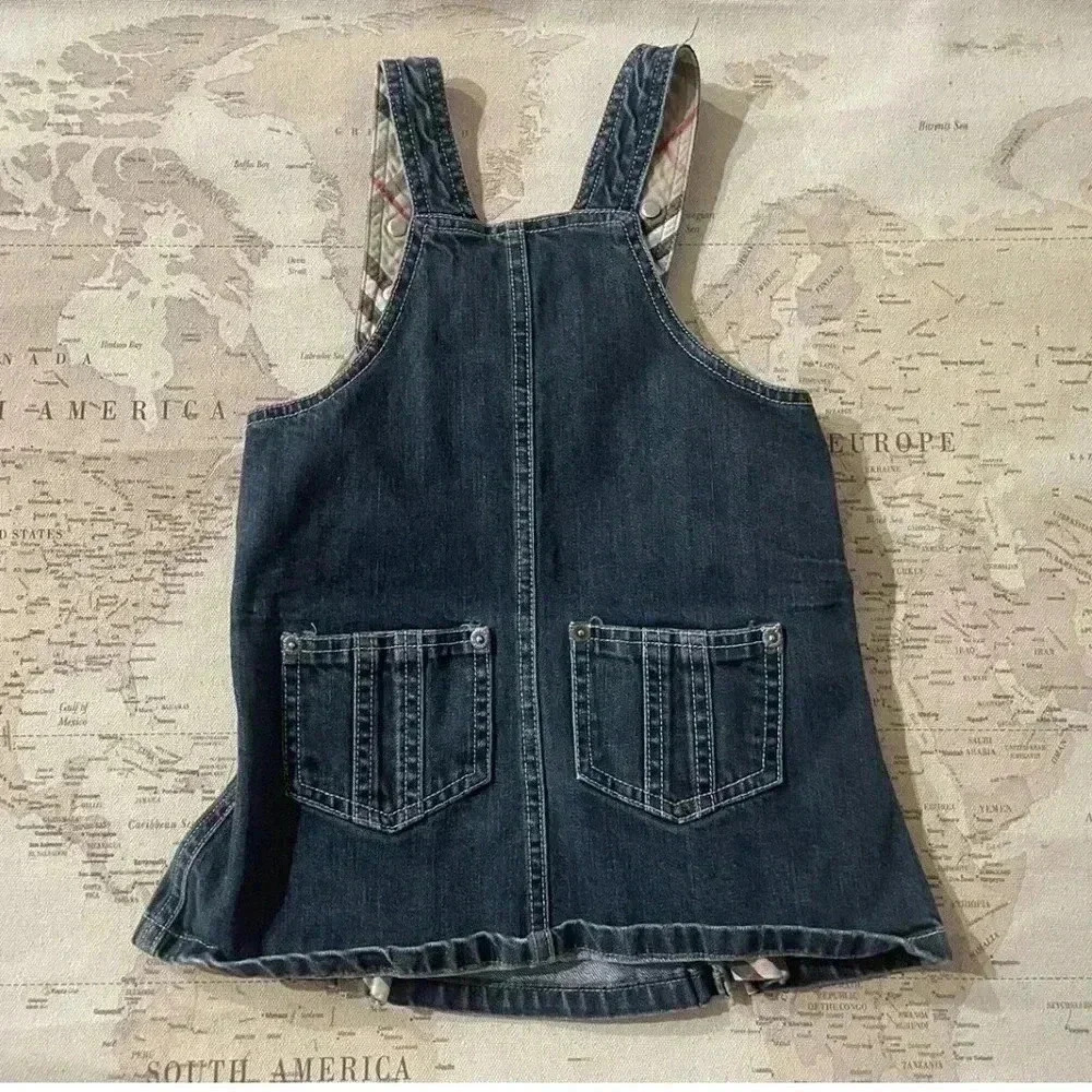 Burberry 2 Denim Nova Check Overall Denim Dress Shipped via USPS - Picture 4 of 5